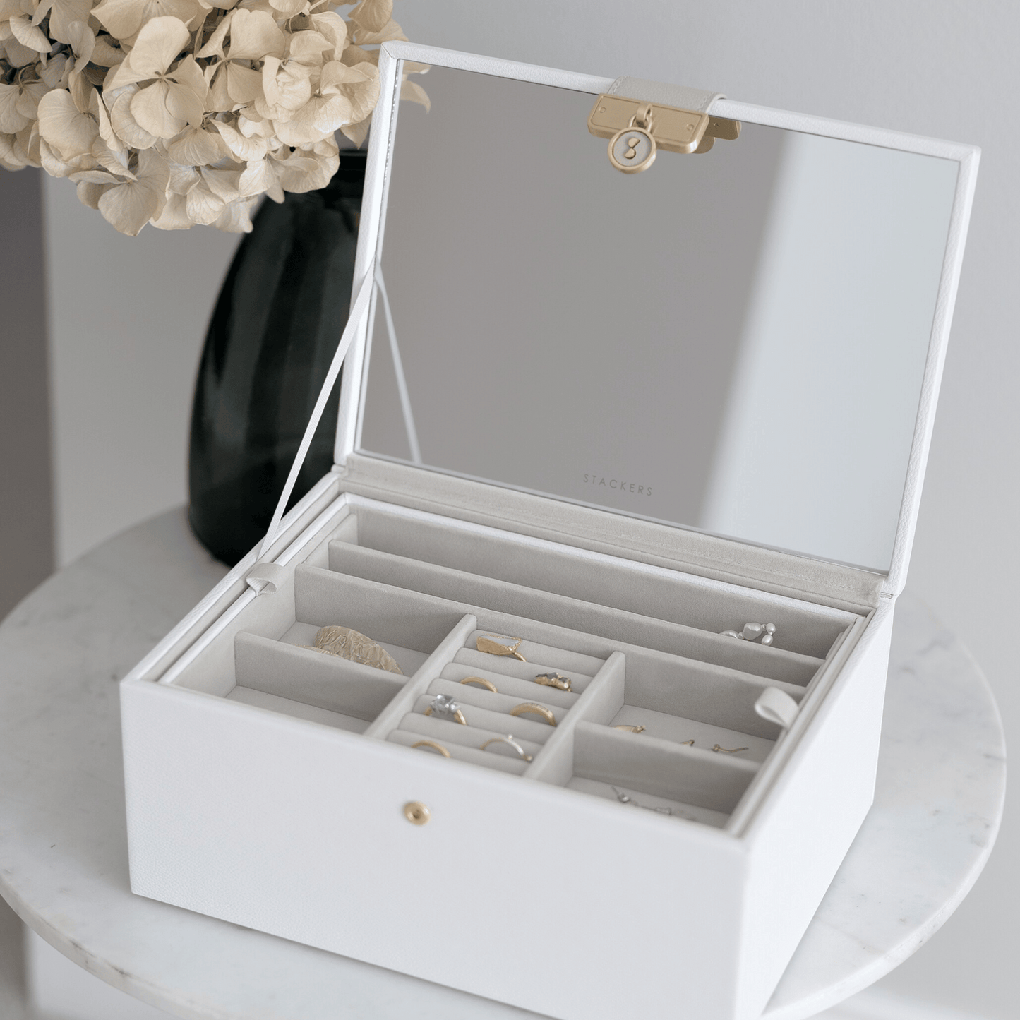 Classic "Luxury" Jwellery Box / Pebble White