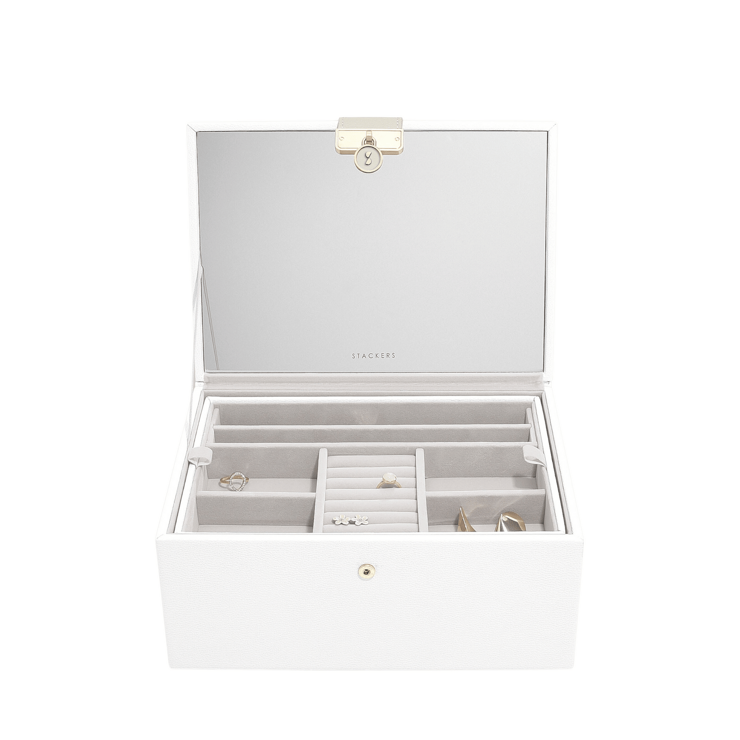 Classic "Luxury" Jwellery Box / Pebble White